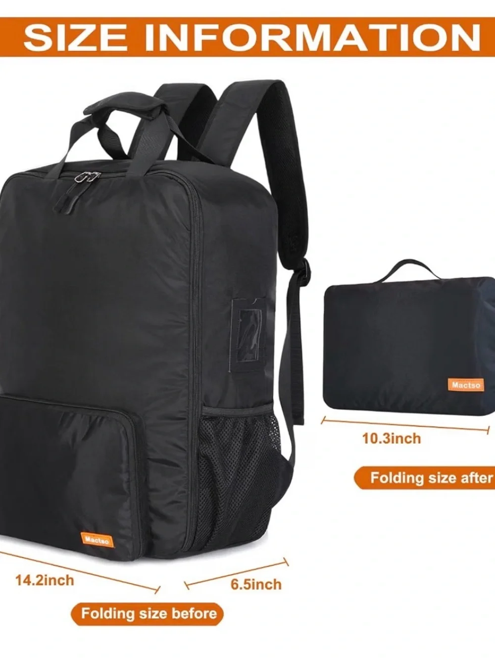 Men's Black Travel Stroller Backpack
